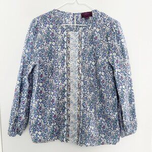 J.CREW Liberty Scalloped Cotton Popover Shirt Floral Cottegecore Sz S